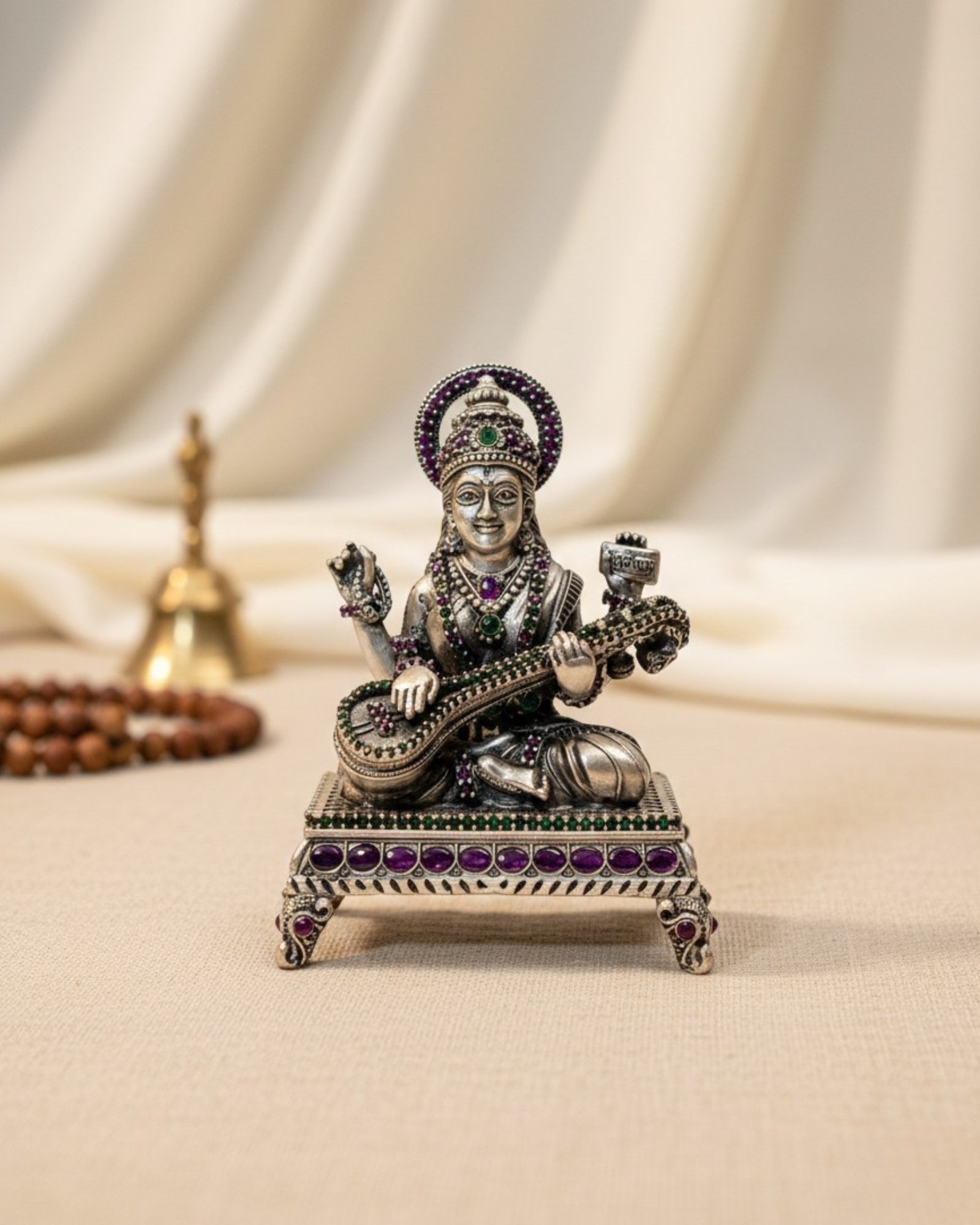 Paata Maa Saraswati Silver 925 Idol — 3 Inch