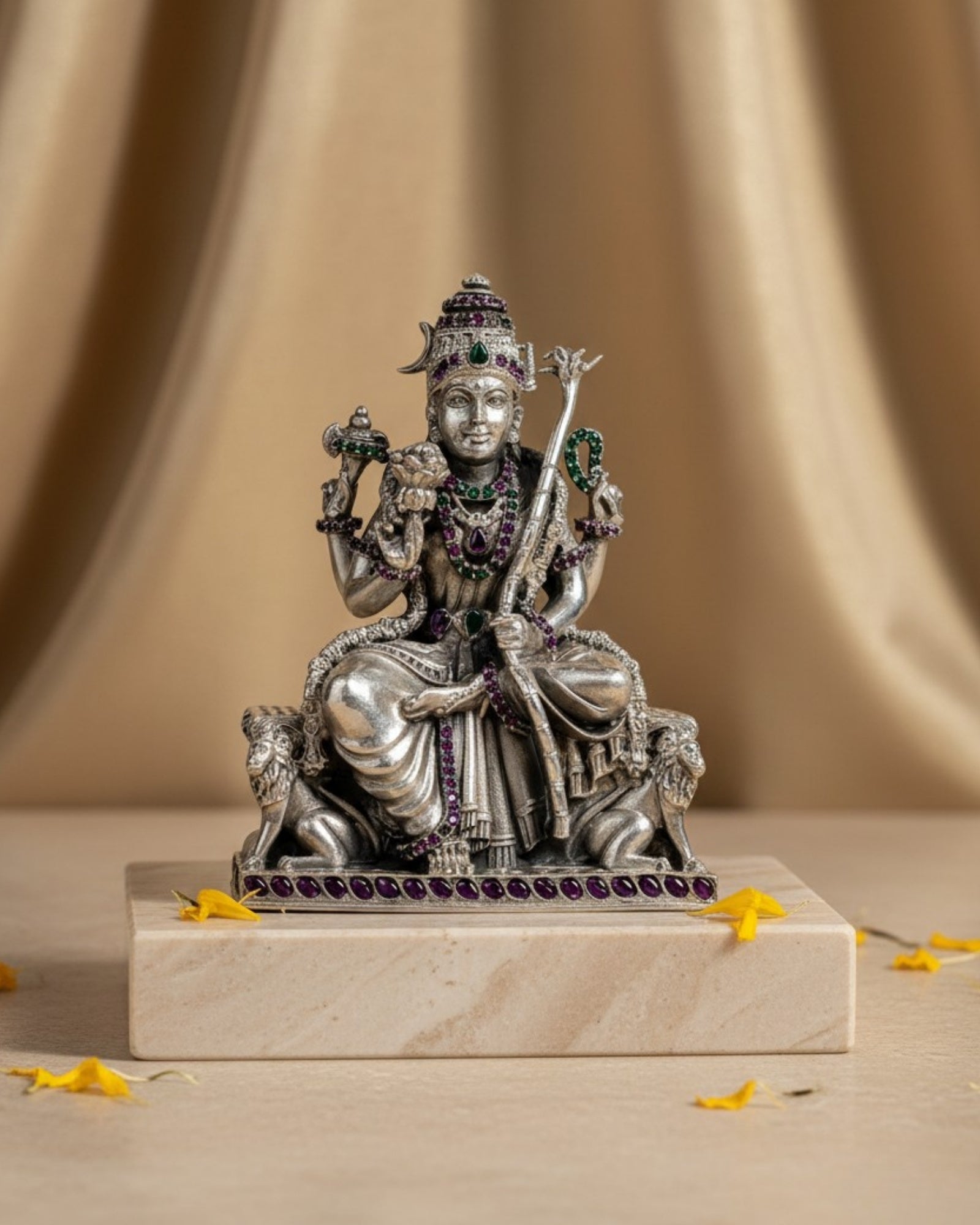 Raja Rajeshwari Silver 925 Idol — 3 Inch