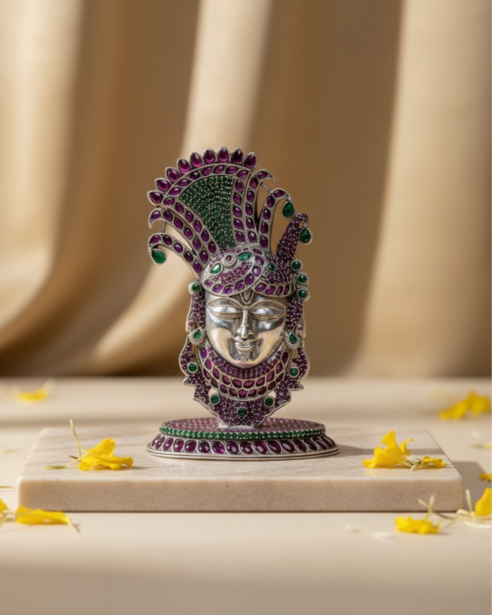 Lord Shrinathji Pure Silver Idol (3 Inch, 70g)