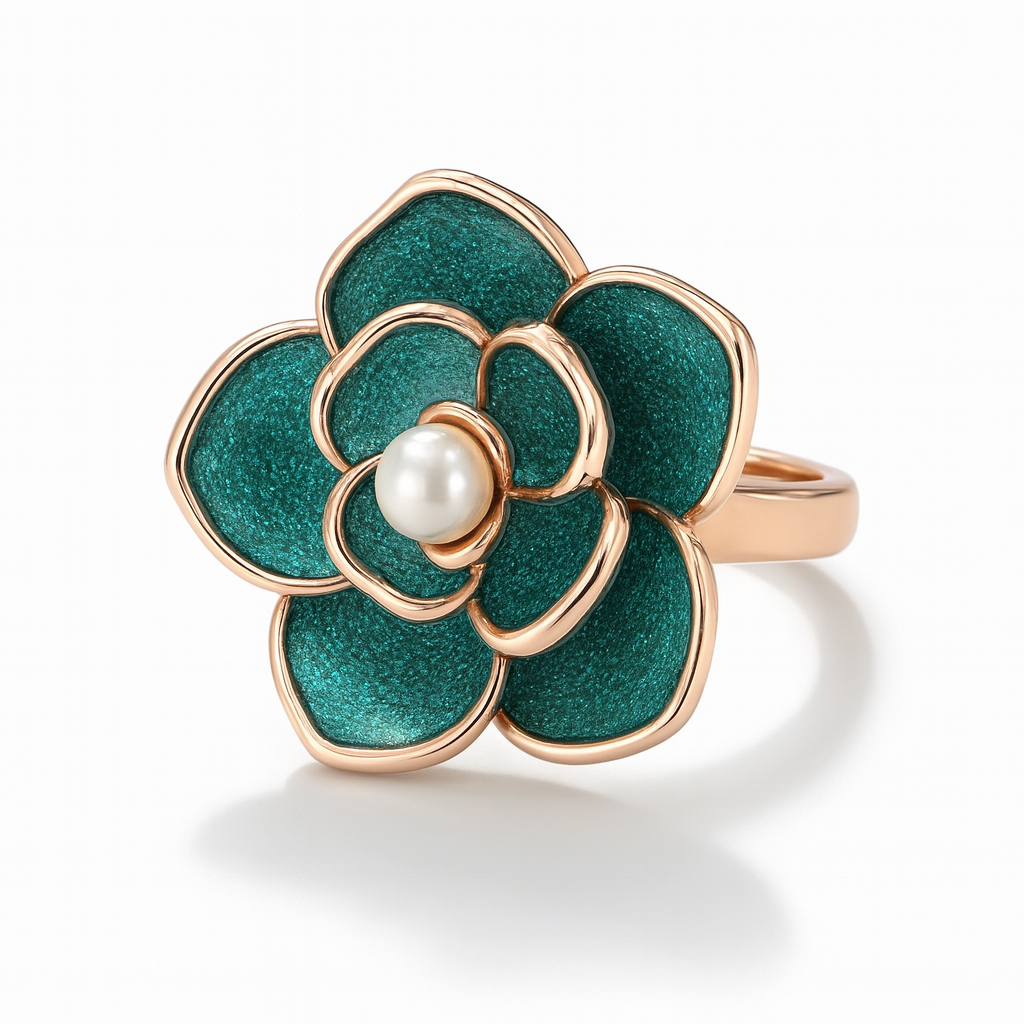 Eternal Verde Ring – Pure Silver 925 with Pearl Accent