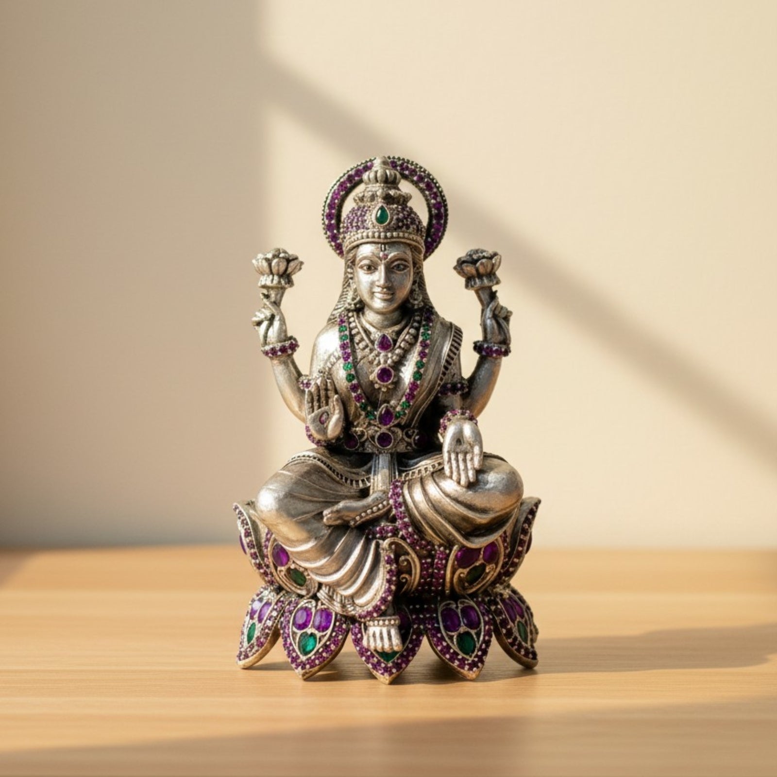 Lotus Maa Lakshmi Silver 925 Idol (Leg Down)
