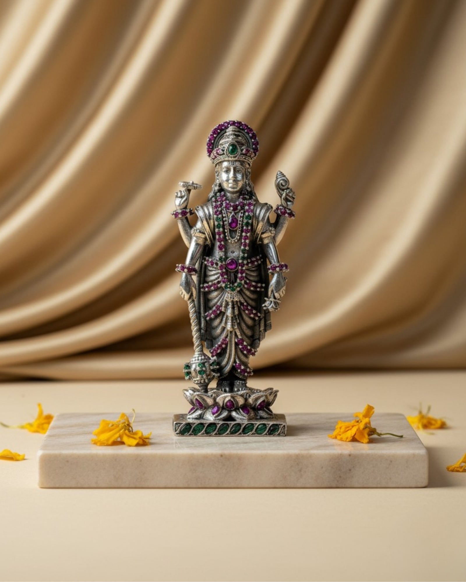 Lord Vishnu Pure Silver Idol (3 Inch, 70g)