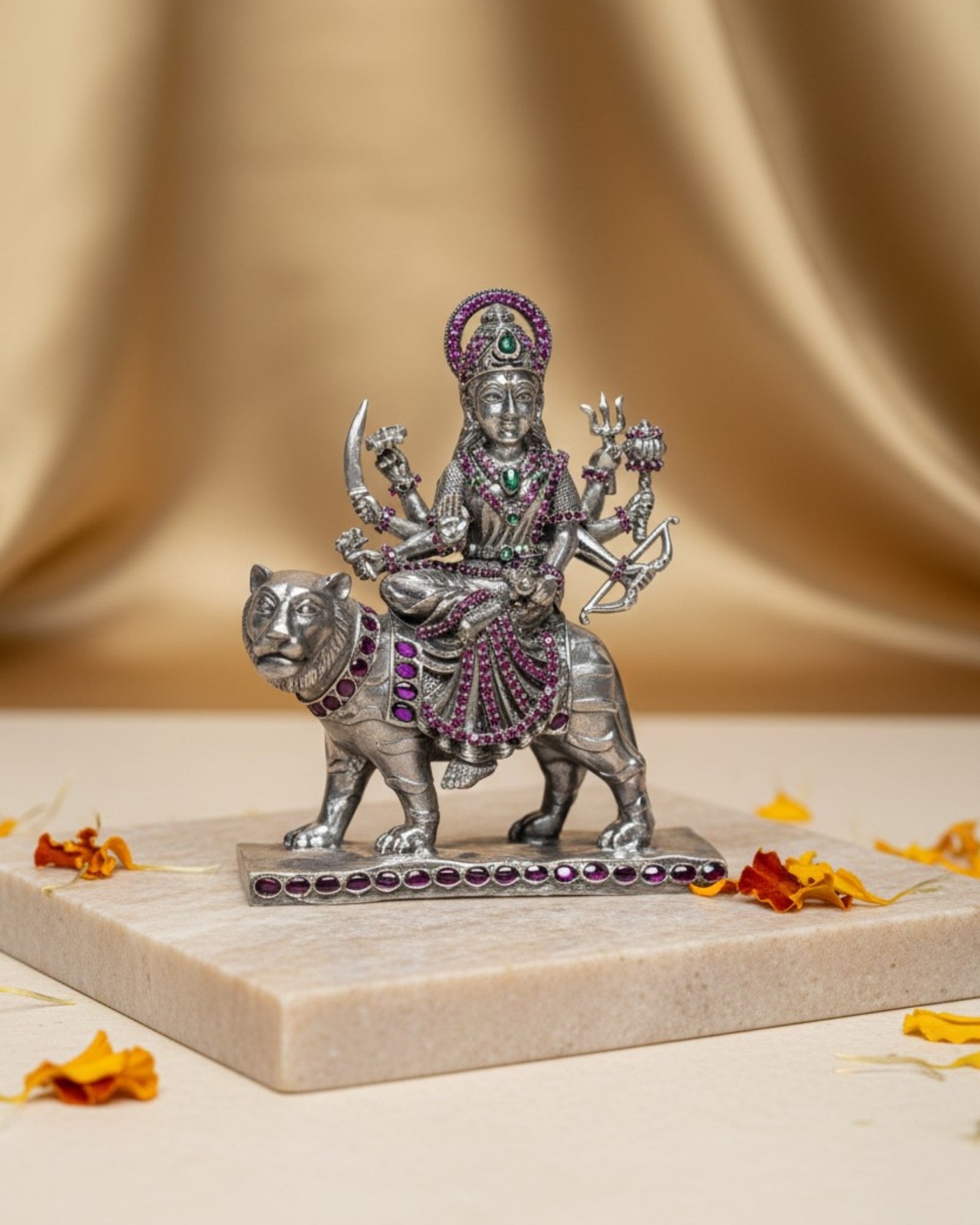 Durga Maa Silver 925 Idol — 3 Inch