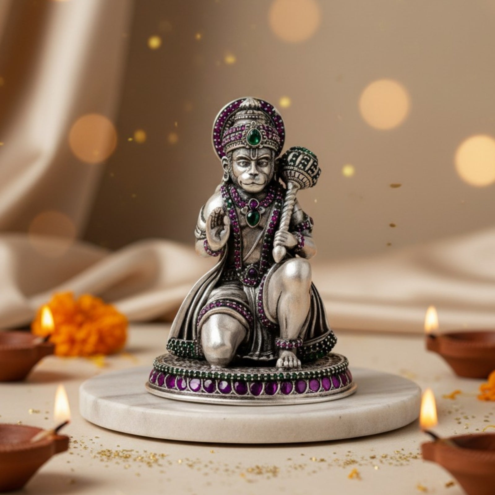 Ashirvad Hanuman Pure Silver Idol (3 Inch, 120g)
