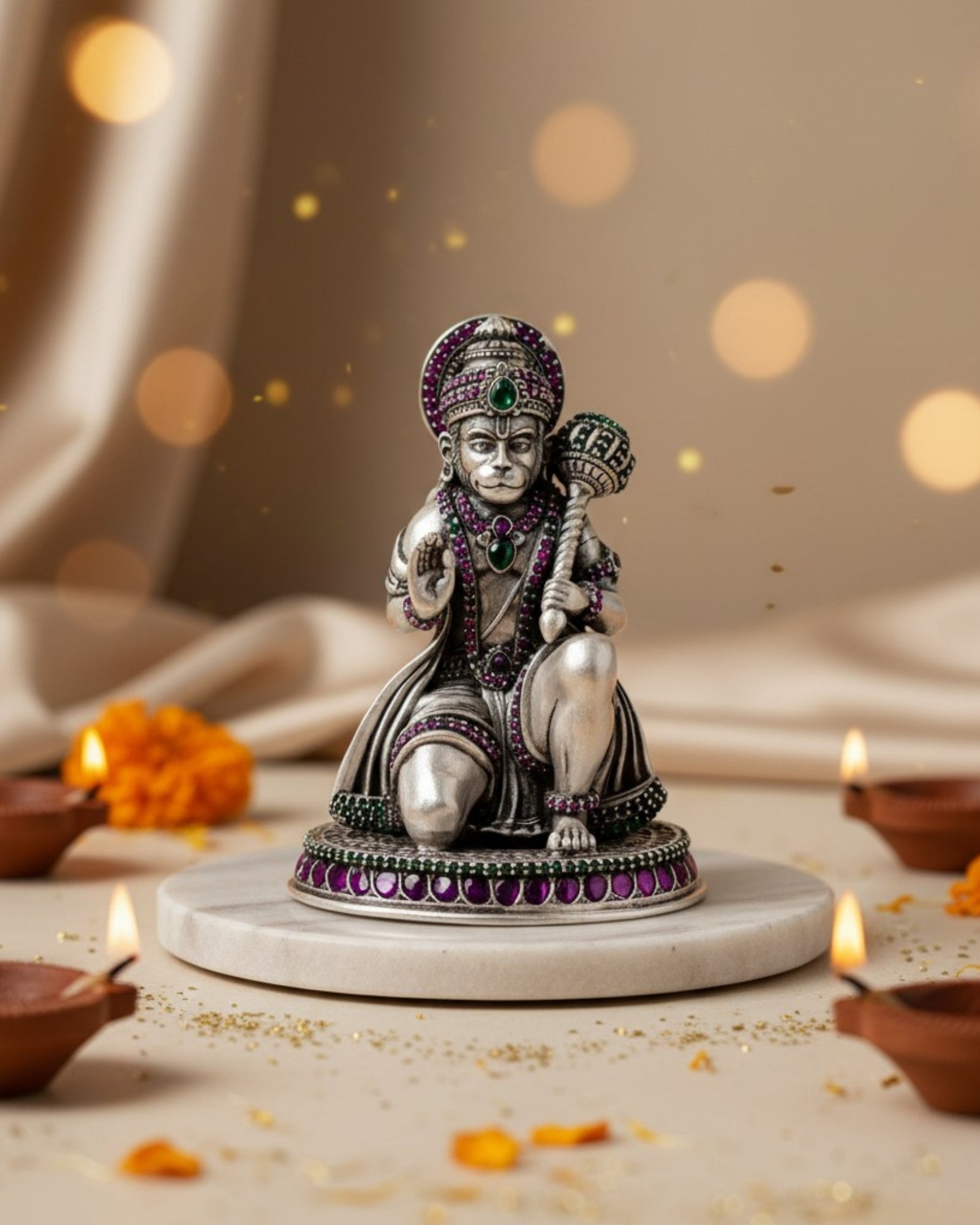 Ashirvad Hanuman Silver 925 Idol — 3 Inch