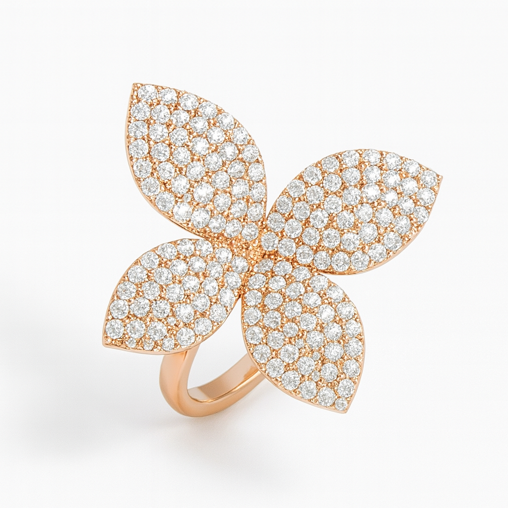 Eternal Charm Ring – Pure Silver 925 Pavé Petal Design