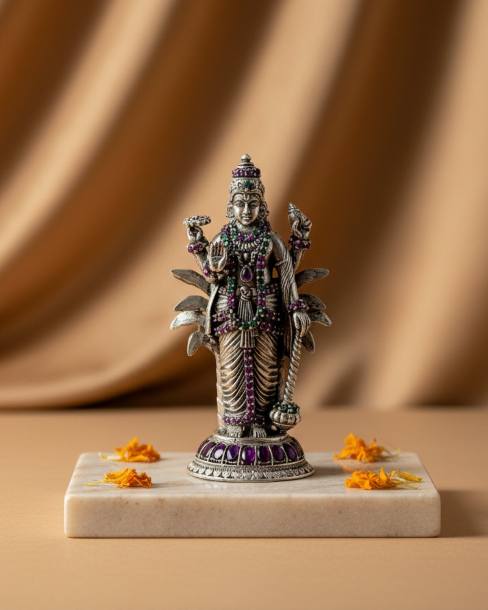 Lord Satyanarayana Silver 925 Idol — 3 Inch