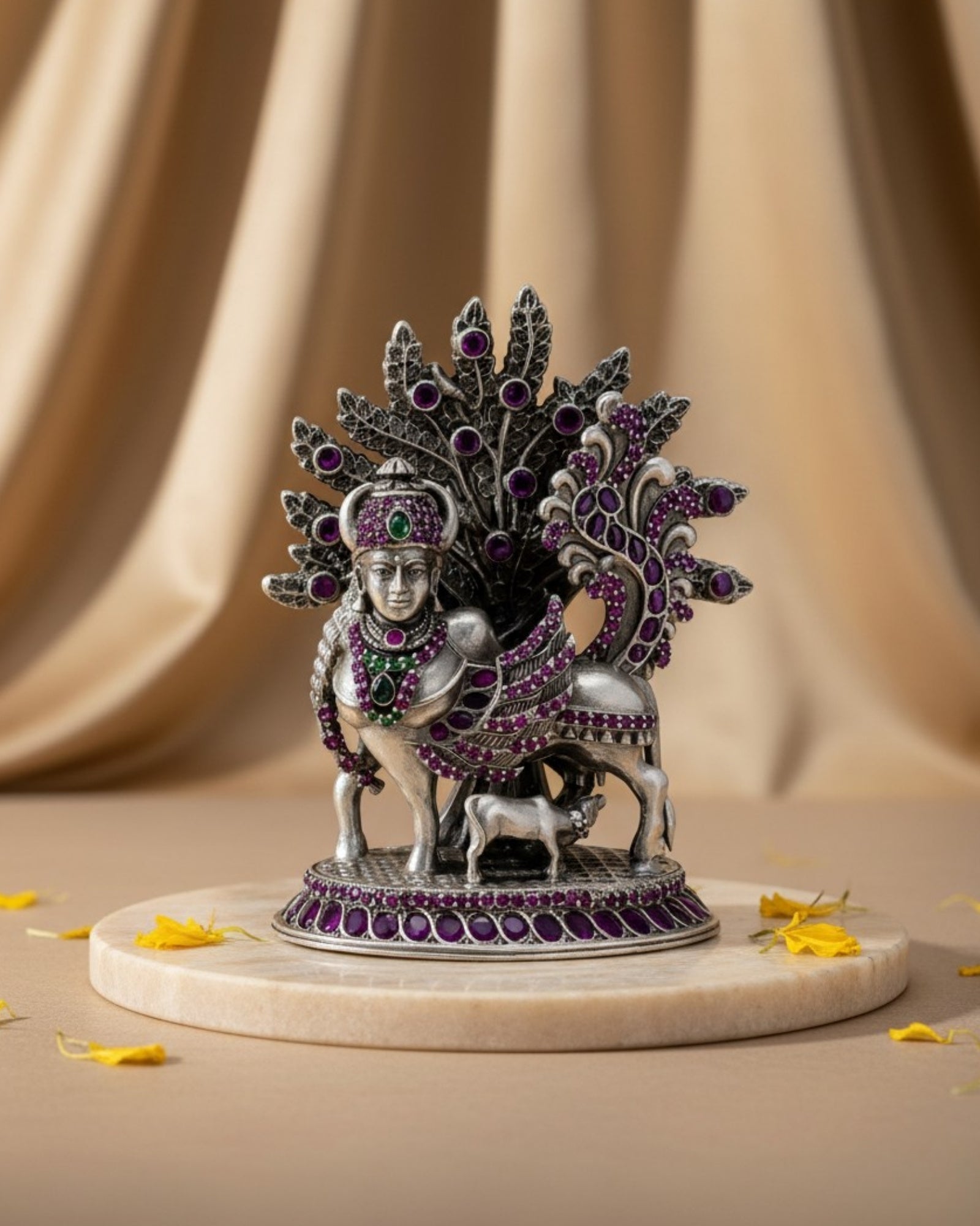 Kamadhenu Silver 925 Idol — 3 Inch
