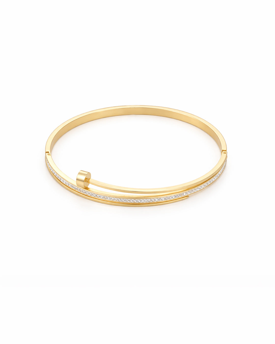 Floating Orbital Crystal Gold Plated Bangle Kada