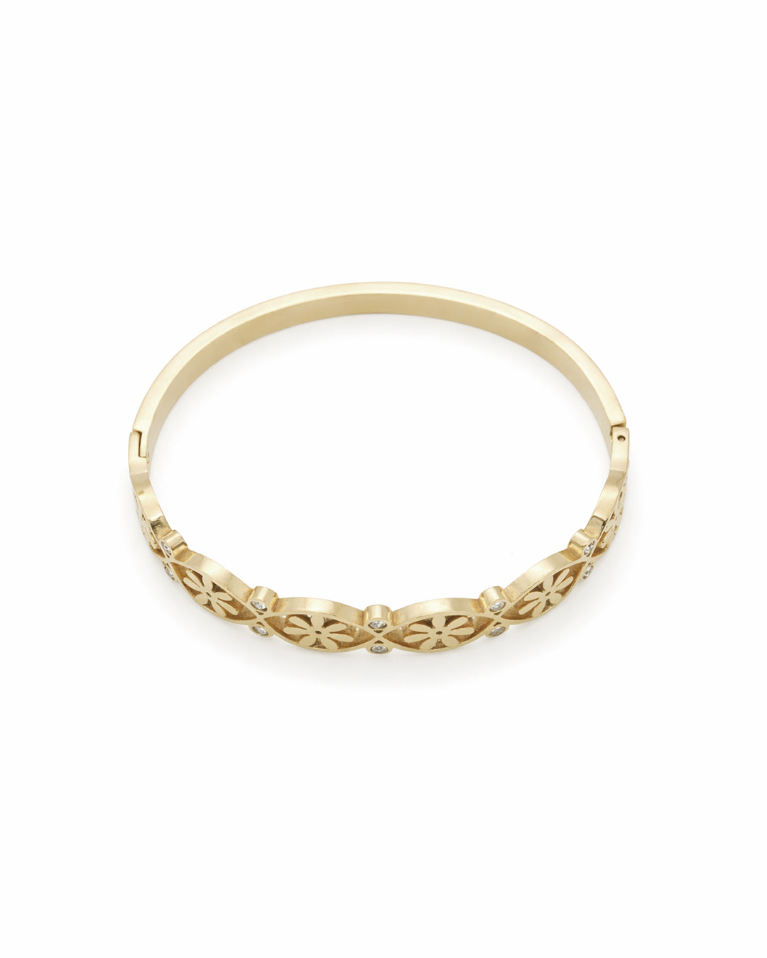 Floral Lattice Crystal Gold Plated Kada