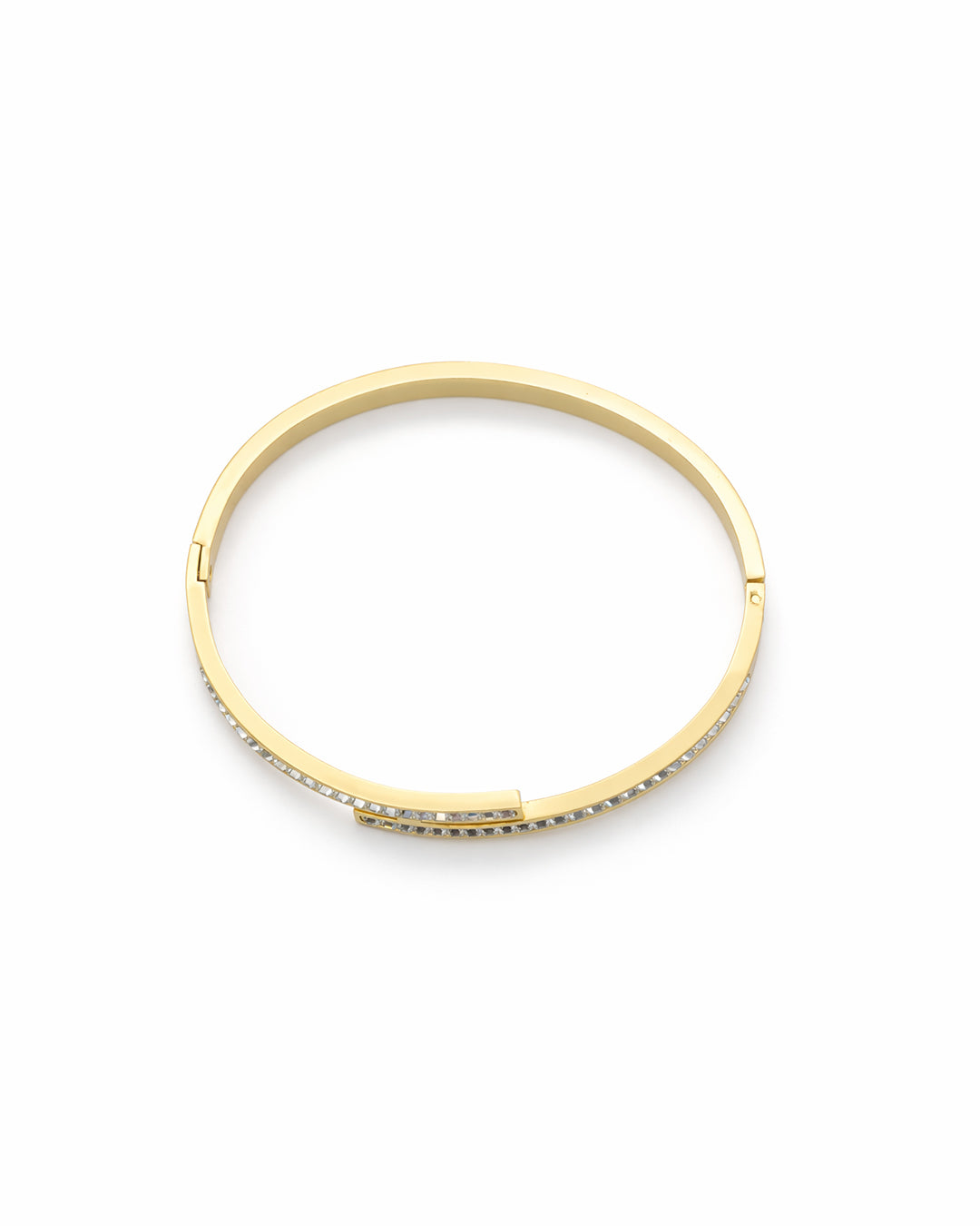 Crystal Channel Bypass Gold Plated Bangle Kada