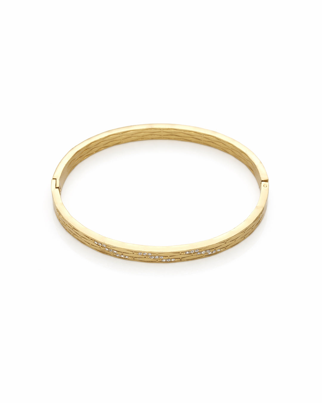 Wave Scale Pavé Link Gold Plated Bangle Kada
