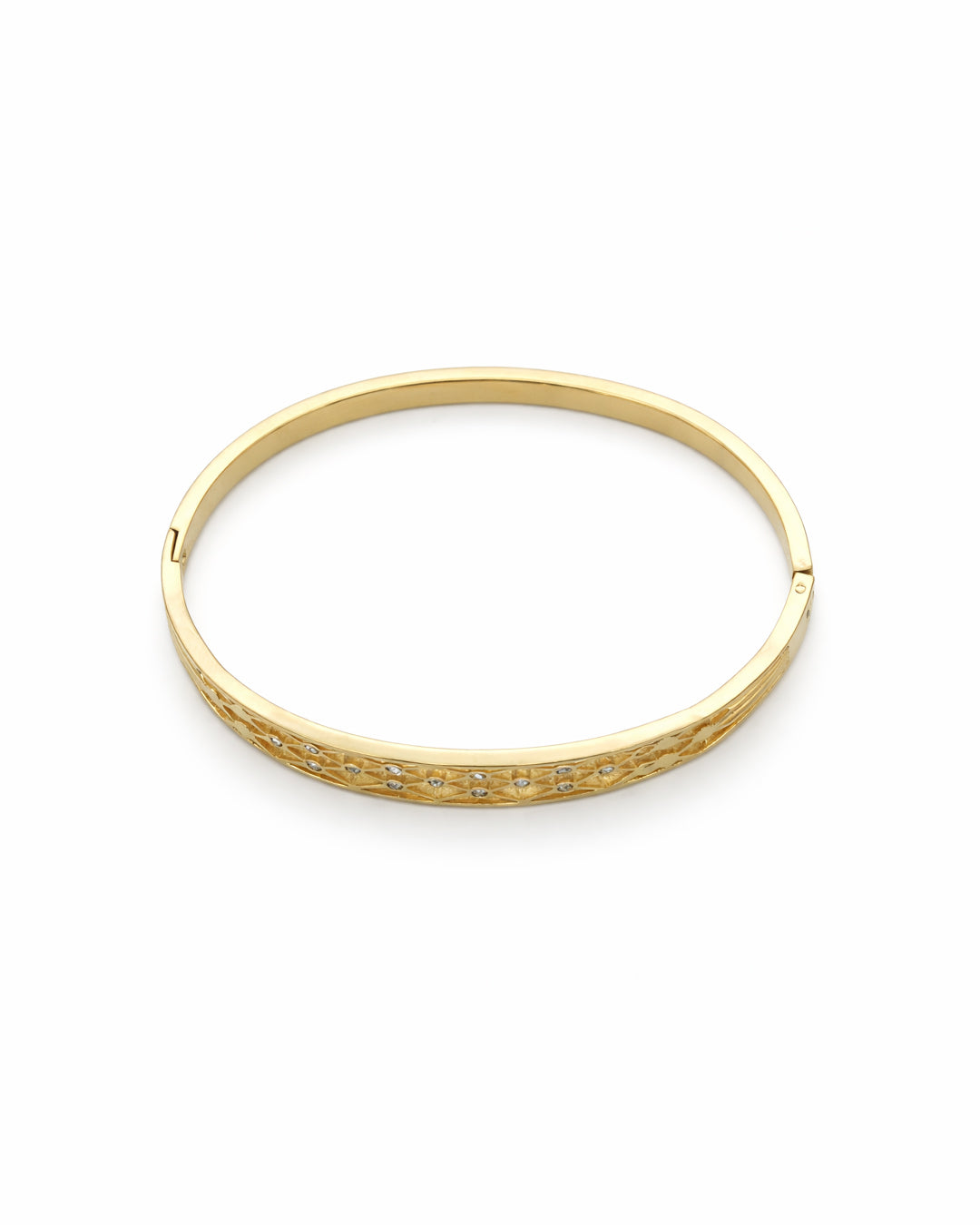 Lattice Dream Crystal-Accented Gold Plated Kada