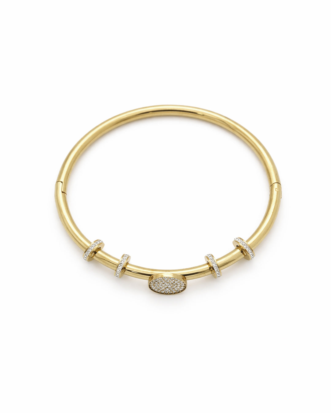 Pavé Disc & Orbital Spacer Gold Plated Kada