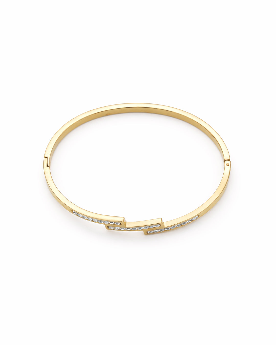 Zig-Zag Crystal Tiered Gold Plated Bangle Kada
