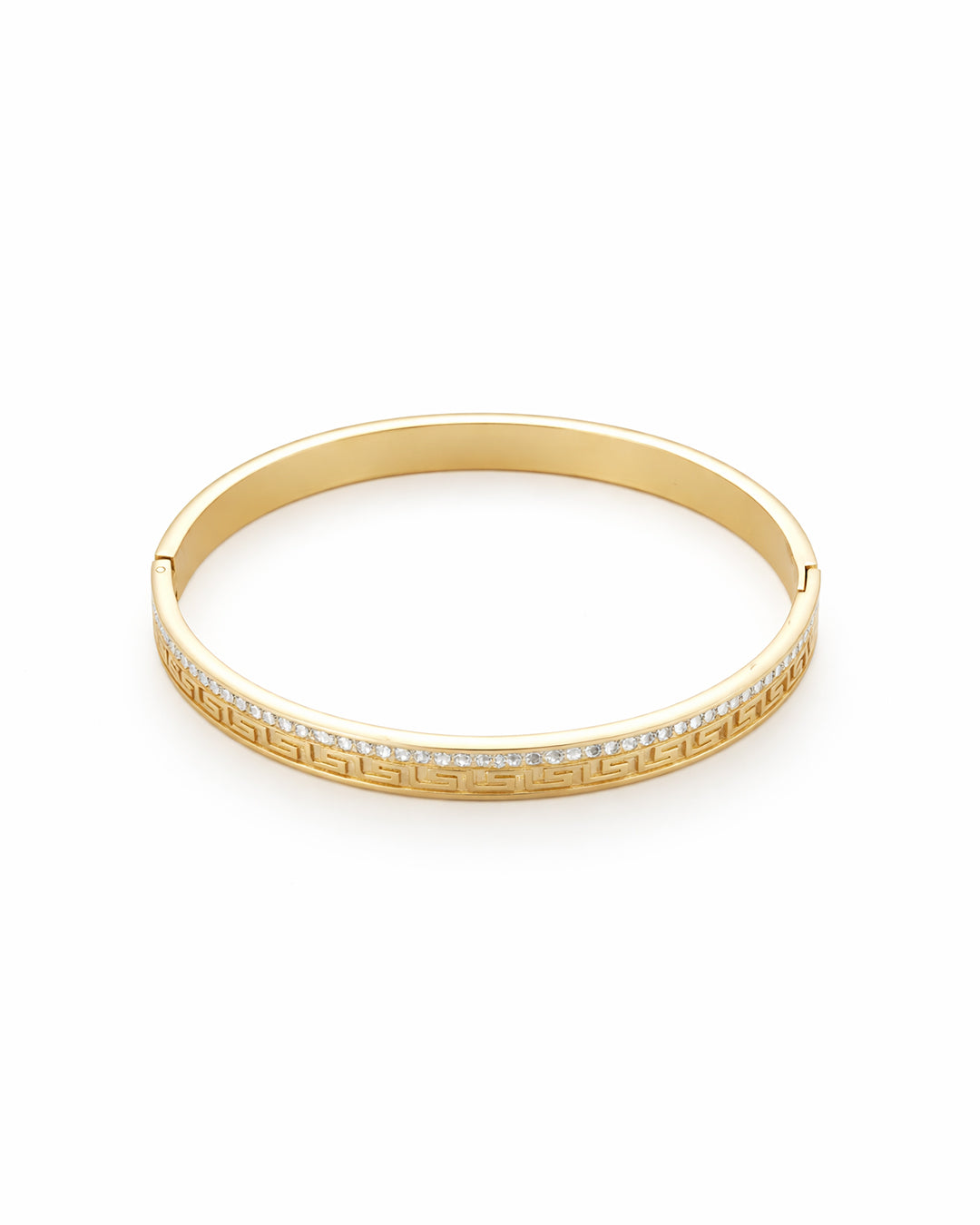 Greek Key Crystal Channel Bangle Kada