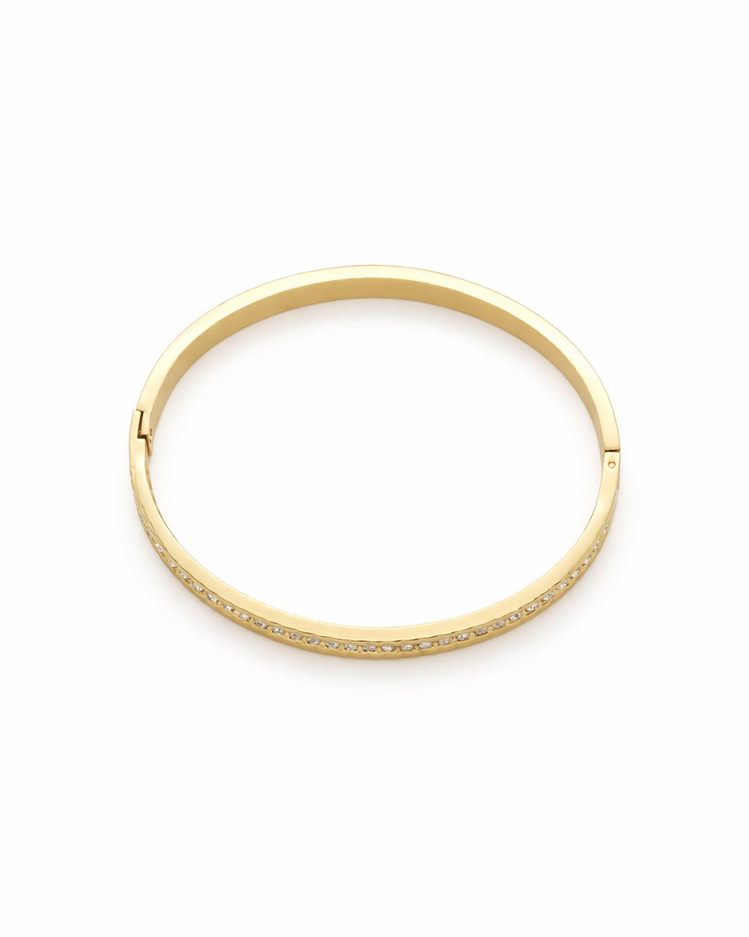 Hammered Edge Pavé Crystal Gold Plated Bangle Kada