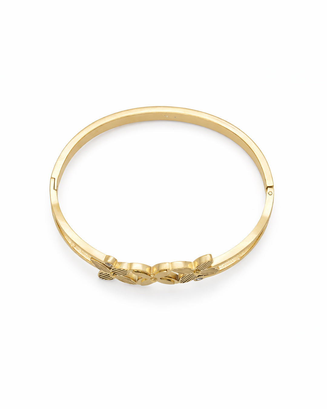 Triple Flower Cluster Gold Plated Bangle Kada
