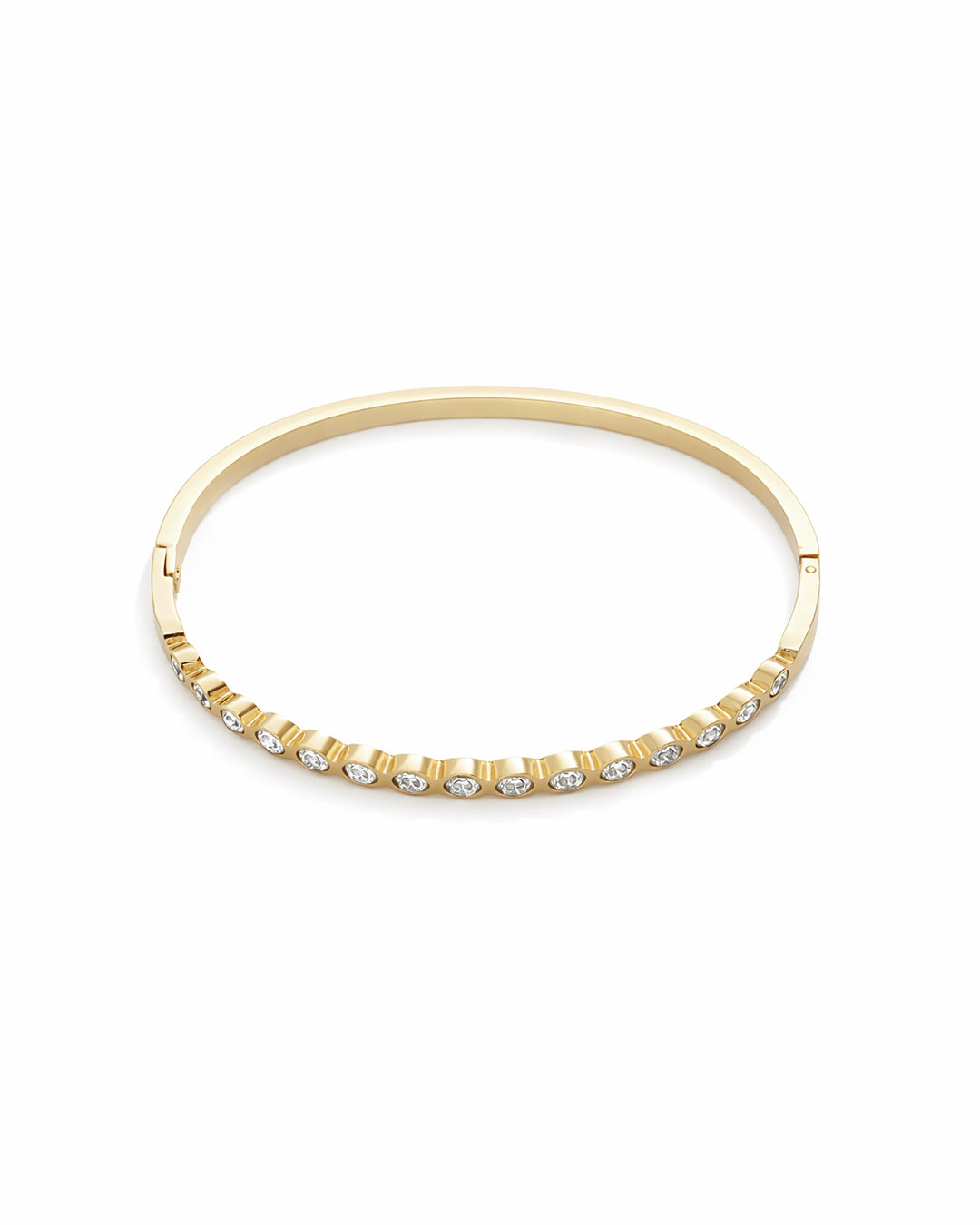 Bezel Set Crystal Row Gold Plated Bangle Kada