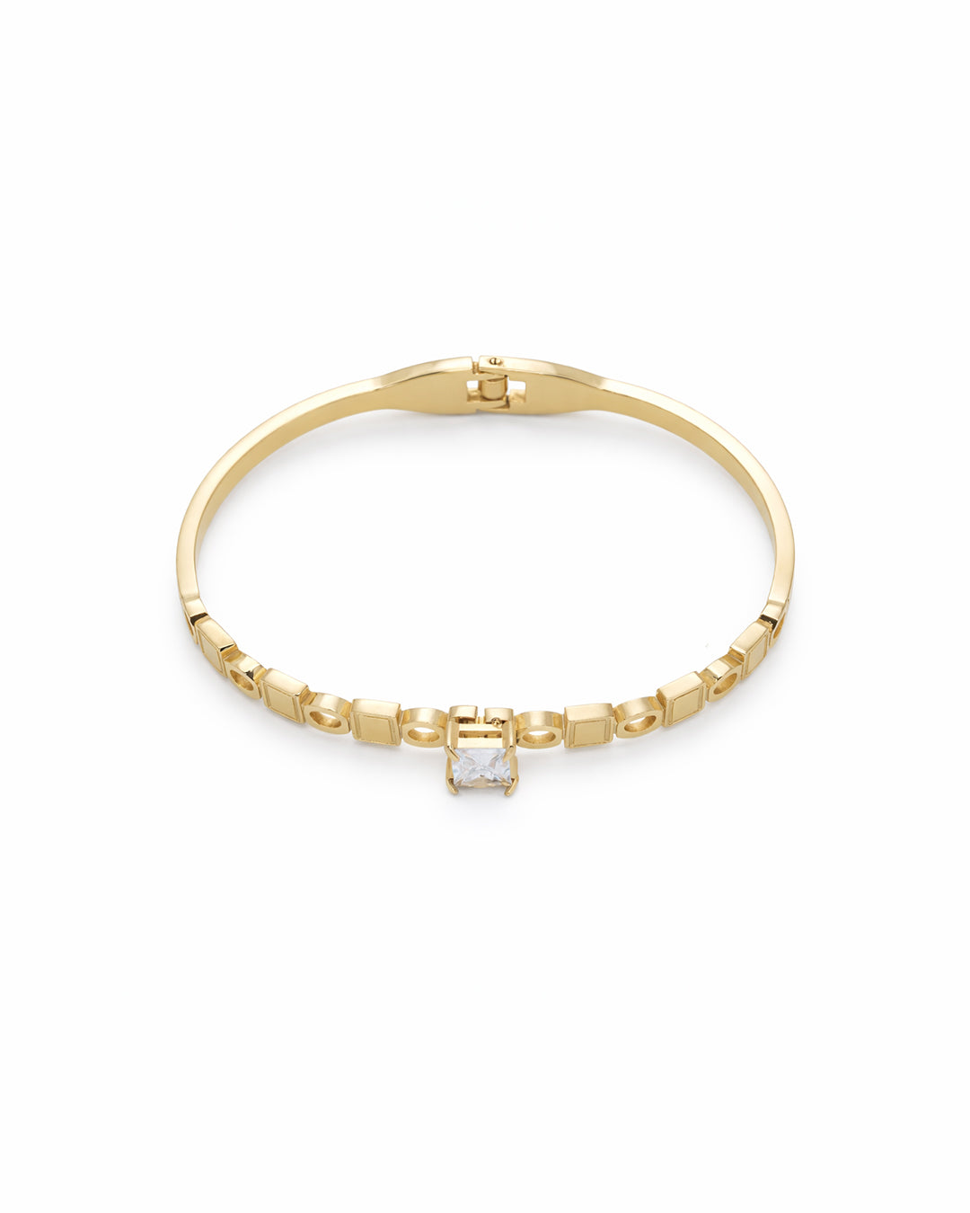 Geo Link Solitaire Crystal Gold Plated Kada